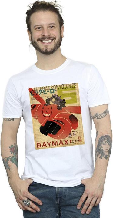 Immagine prodotto Disney Big Hero 6 Baymax Flying Baymax Newspaper Maglietta Uomo (L)
