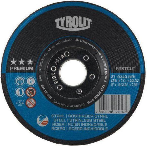 Immagine prodotto Tyrolit Mola PREMIUM FASTCUT 125x7x22,23mm foro a gomito 22,23 mm (30)