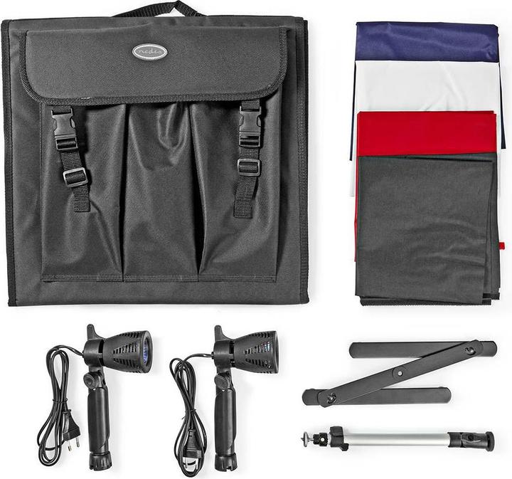 Immagine prodotto Nedis Kit Studio Fotografico 400 lm Sfondi pieghevoli con borsa di trasporto inclusa Nero