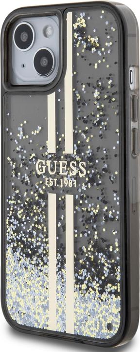 Actual product image Guess GUHCP15SLFCSEGK iPhone 15 / 14 / 13 6.1" czarny/black hardcase Liquid Glitter Gold Stripes (Apple iPhone 15)