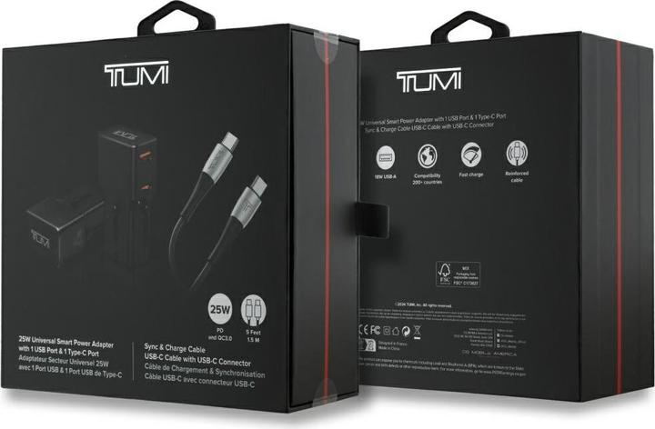 Produktbild Tumi Power Charger Travel Adapter 25W USB-C / USB-A + Cable USB-C/USB-C black