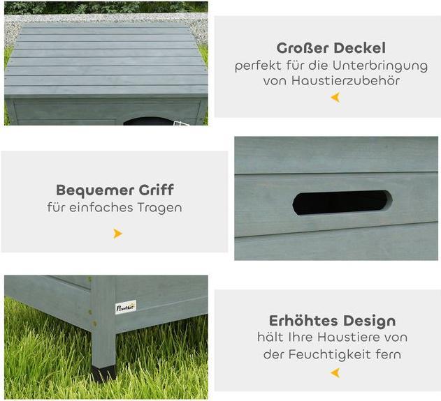 Produktbild Swisshandel24 Hundehütte Hundehaus mit Tür Hundebox Gitterbox für Katzen Tanne Grau (Hundehütte)