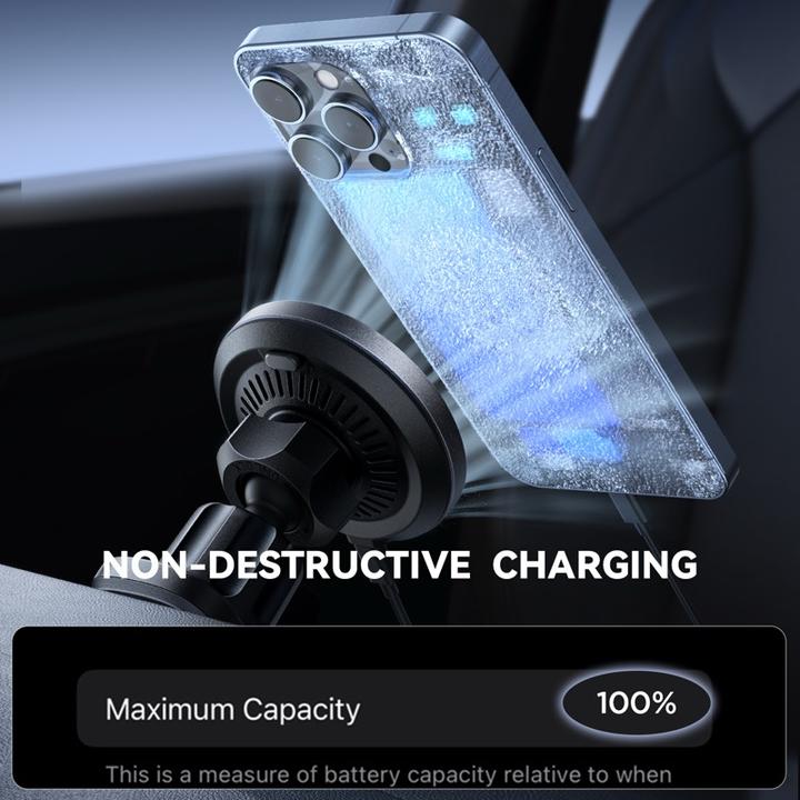 Produktbild Joyroom car phone holder with wireless charger (MagSafe compatible) for air vent - black (JR-ZS387)