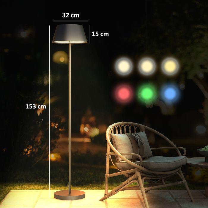 Produktbild Swisshandel24 Solarlampe, LED Stehleuchte, 3 Helligkeitsstufen, weisses/buntes Licht, Metallrahmen, Ø32x153cm, Sch (700 lm)