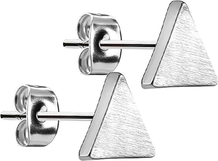 Produktbild Star Piercing Ohrstecker dreieckig gebürstet silber (Messing, Chirurgenstahl 316L)