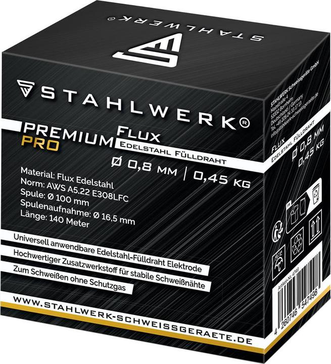 Actual product image Stahlwerk Cored wire FLUX stainless steel E308LFC 0.8 mm 0.45 kg Wire reel Wire spool