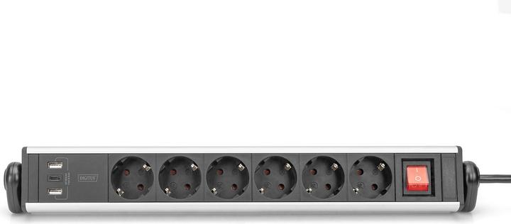 Image du produit Digitus Bloc multiprise en aluminium 6x 2xUSB-A/1xUSB-C (6 x, USB-C, USB-A, 1.50 m)