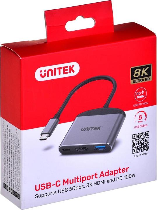 Produktbild Unitek ADAPTER USB-C - HDMI 2.1 USB-A USB-C PD (USB-C, 1 Ports)