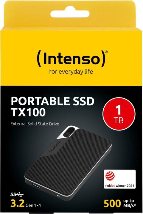 Productafbeelding Intenso SSD 1.0TB TX100 1.8" USB 3.2 Gen1 Zwart (1000 GB)