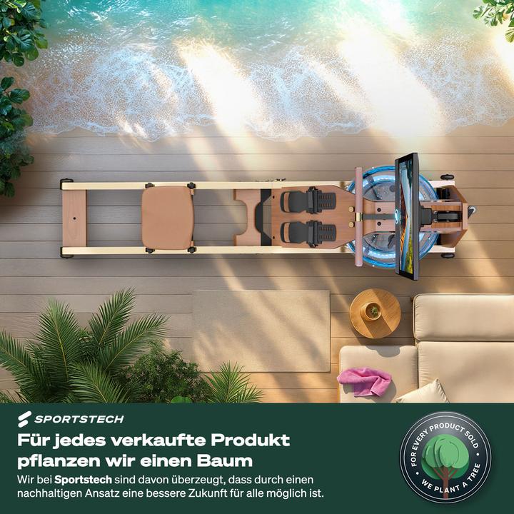 Actual product image (Set-A) Sportstech Rudergerät AquaElite Walnut