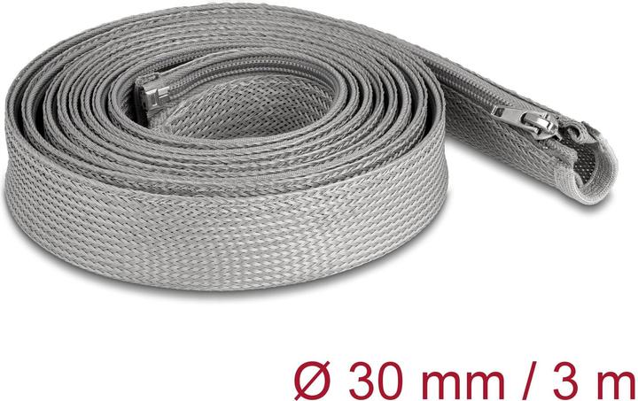 Actual product image Delock Braided hose with zipper heat resistant 3 m x 30 mm gray (Cable conduit, 300 cm)