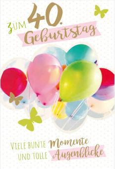 Actual product image Susy Card Birthday Card - 40th Birthday "Balloons