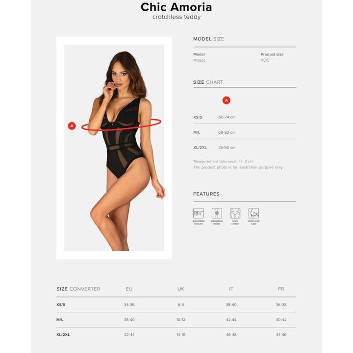 Actual product image Obsessive Chic Amoria Teddy - Black (XS, S)