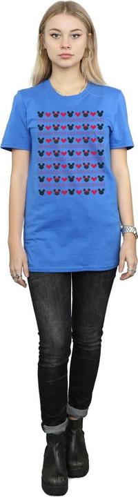 Actual product image Disney Womens/Ladies Mickey And Minnie Christmas Hearts Cotton Boyfriend T-Shirt (XXL)