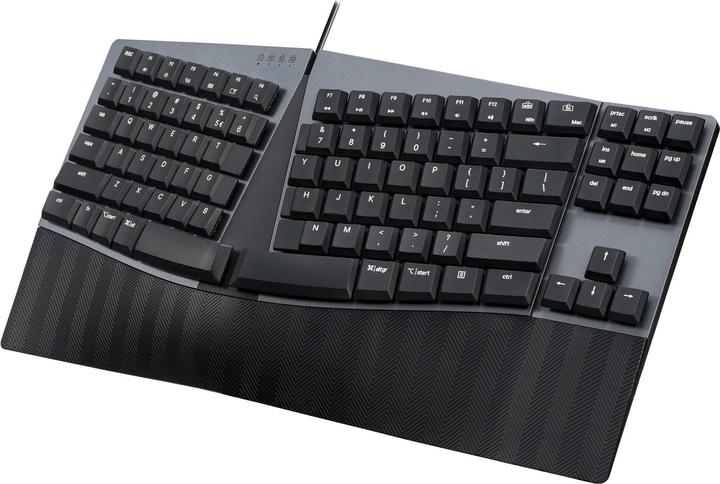 Produktbild Perixx PERIBOARD-335 DE BL, Kabelgebundene ergonomische mechanische kompakte Tastatur - flache blau (DE, Kabelgebunden)
