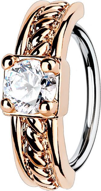 Produktbild Star Piercing Micro Piercing Ring rosegold halbkreis mit Kristall (Messing, Chirurgenstahl 316L)