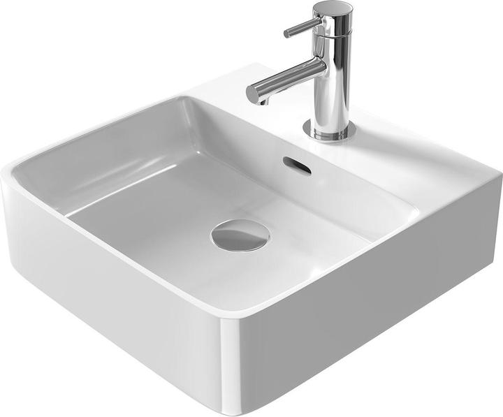 Image du produit Emke Lavabo à poser, Céramique, Montage mural/à poser, Blanc Brillant, avec trou pour robinet, 415x425x12 (415 mm, 425 mm)