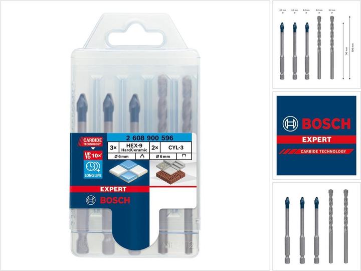 Produktbild Bosch Professional Zubehör EXPERT HEX-9 HardCeramic Bohrer Mixed Set, 6 mm, 5-tlg. (6 mm)