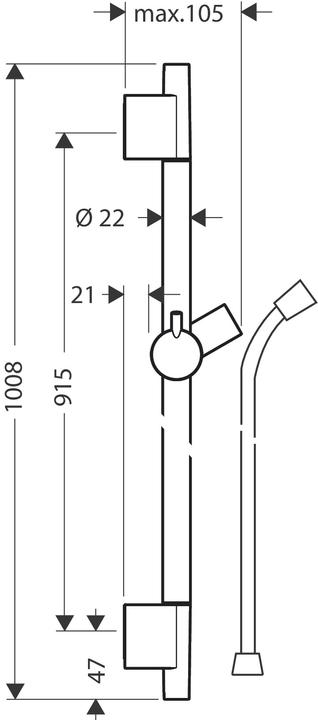 Immagine prodotto hansgrohe Barra doccia Unica S Puro 90 cm con flessibile doccia Isiflex 160 cm