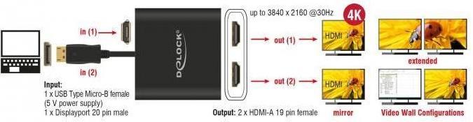 Actual product image Delock DP to (HDMI, 25 cm)