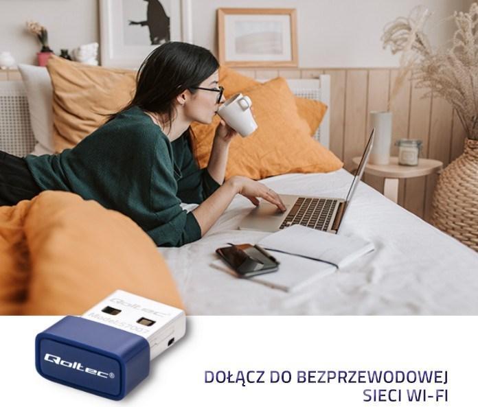 Actual product image Qoltec 57007 Wireless Mini Bluetooth USB WiFi Adapter (Transmitter & Receiver)