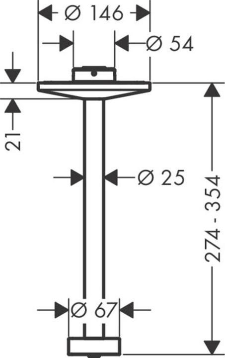 Actual product image Axor One ceiling connection 300 mm for shower head 280 2 spray types, 48496