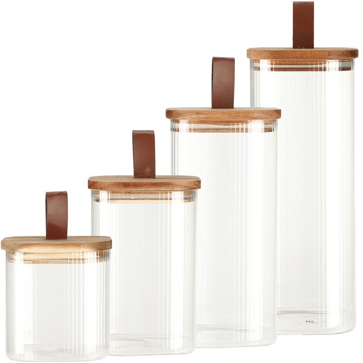 Produktbild Excellent Houseware 4er-Set Vorratsgläser mit Akazienholzdeckel, 750, 1150,1500, 1900 ml (1.90 l)