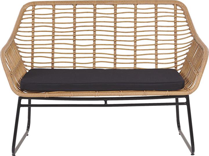 Produktbild Beliani Lounge Set Rattan natürlich 4-Sitzer Auflagen schwarz MINORI