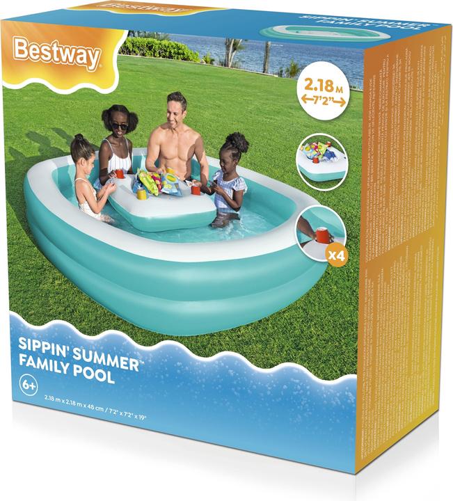 Actual product image Bestway Sippin' Summer™ Inflatable Family Pool with Removable Center Console 2.18 m x 2.18 m x 48 cm