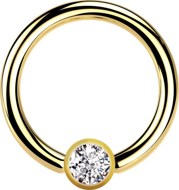 Immagine prodotto Star Piercing Anello con chiusura a sfera placcato oro con cristallo a sfera argento (Acciaio chirurgico 316L, senza ottone)