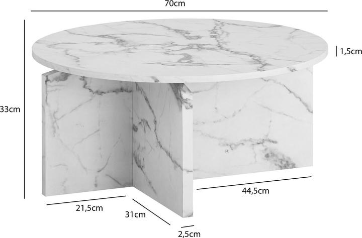 Produktbild FineBuy Couchtisch 70 cm Wohnzimmertisch Sofatisch Rund Gross Kaffeetisch Modern
