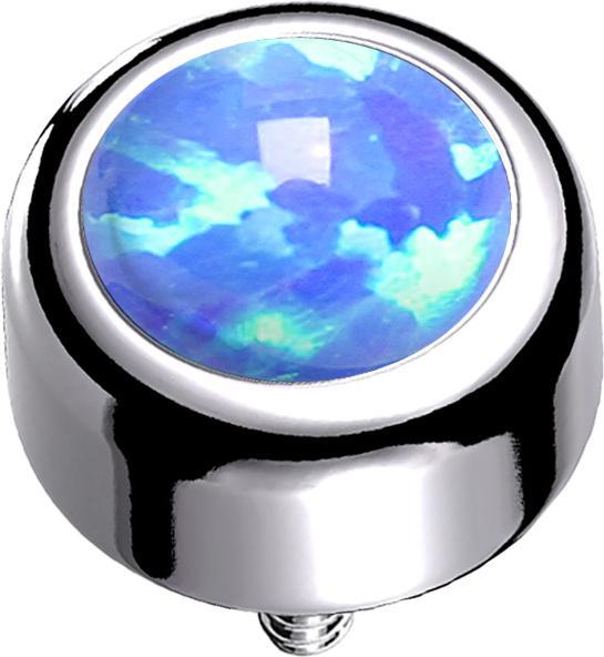 Actual product image Star Piercing Dermal anchor cylinder silver with opal light blue (without brass, Titanium G23)