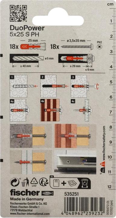 Actual product image Fischer DUOPOWER 5x25 S PH K 18 535251 (18 pcs.)