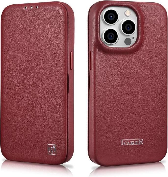 Produktbild iCarer CE Premium Leder Folio Case für iPhone 14 Pro Magnetic Flip Leder Folio Case MagSafe Rot (WMI (Apple iPhone 14 Pro)