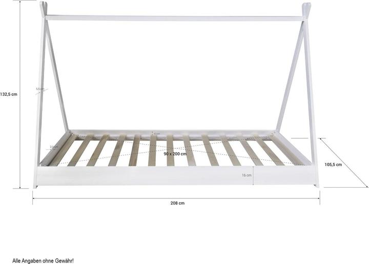 Produktbild Homestyle4u Kinderbett TIPI mit Matratze (90 x 200 cm)