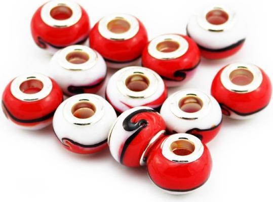 Produktbild Hermex Glas Bead versilbert 925 - Silbrig Rot (Silber 925)