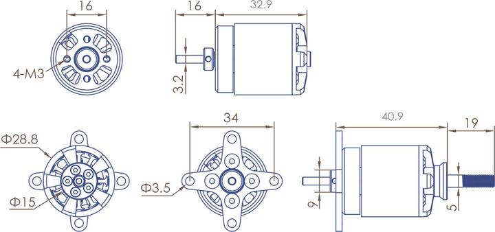 Produktbild Planet-Hobby Joker 2834-5,5 V3 1500 KV Brushless Motor