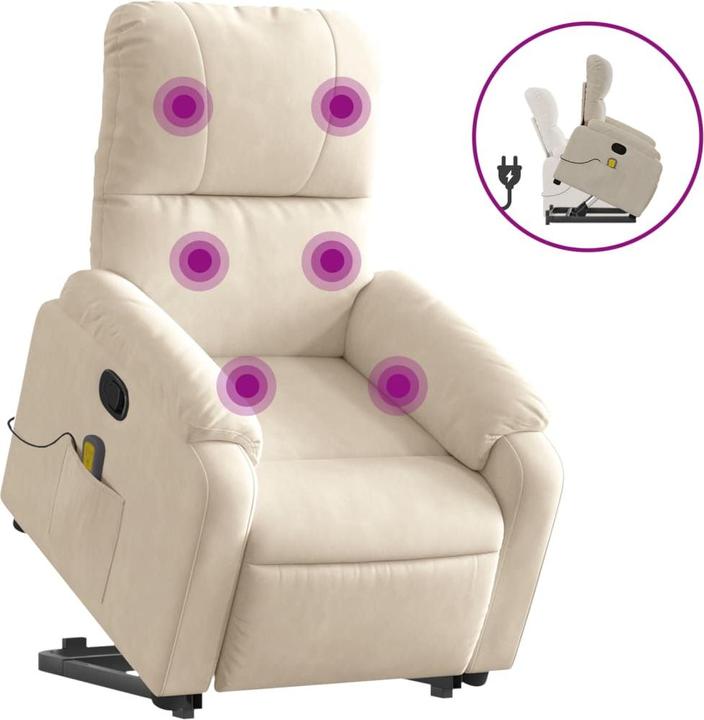 Image du produit VidaXL Fauteuil de massage avec fonction releveur Fauteuil de télévision beige microfibre
