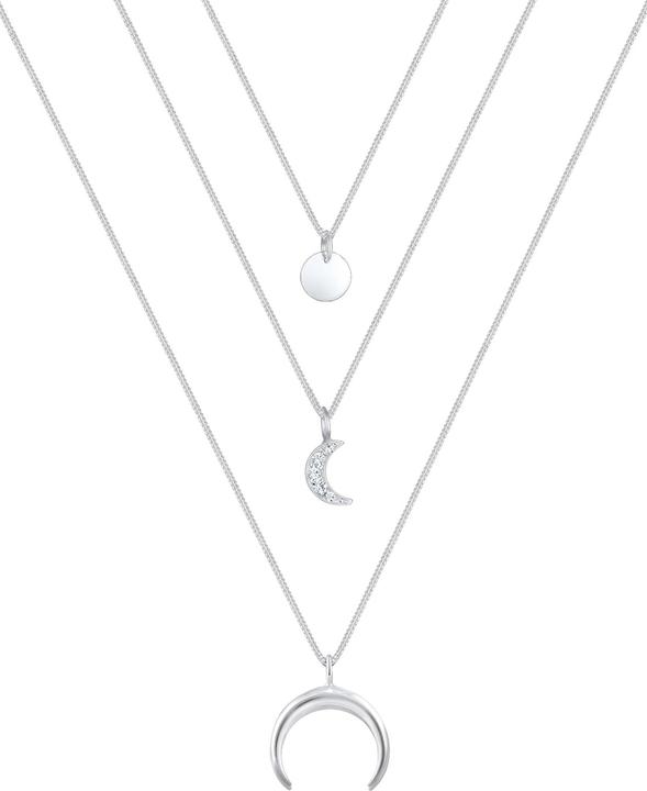 Image du produit Elli Collier Demi-Lune Layer Cristaux Argent (Argent 925 sterling plaqué or, Cristal de verre, 40 cm)