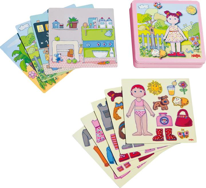 Actual product image Haba Magnet play box dress-up doll Lilli (German, French, Italian, English)