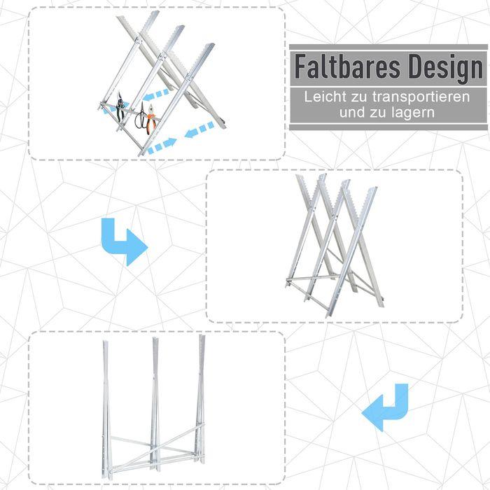 Image du produit Swisshandel24 Chevalet de scie à chaîne pliant Cadre de scie pour bois de chauffage Métal argenté 83 x 83 x 79 cm (83 cm, 83 cm)