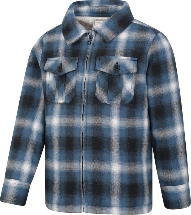 Actual product image Mountain Warehouse Childrens/Kids Stream Checked Borg Lined Full Zip Shirt Jacket (128)