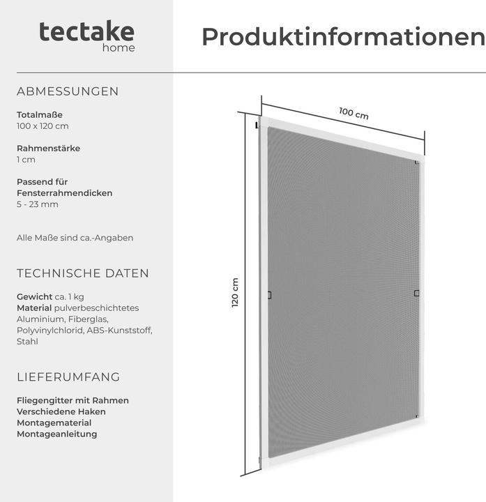 Image du produit tectake Moustiquaire pour fenêtre (100 x 120 cm)