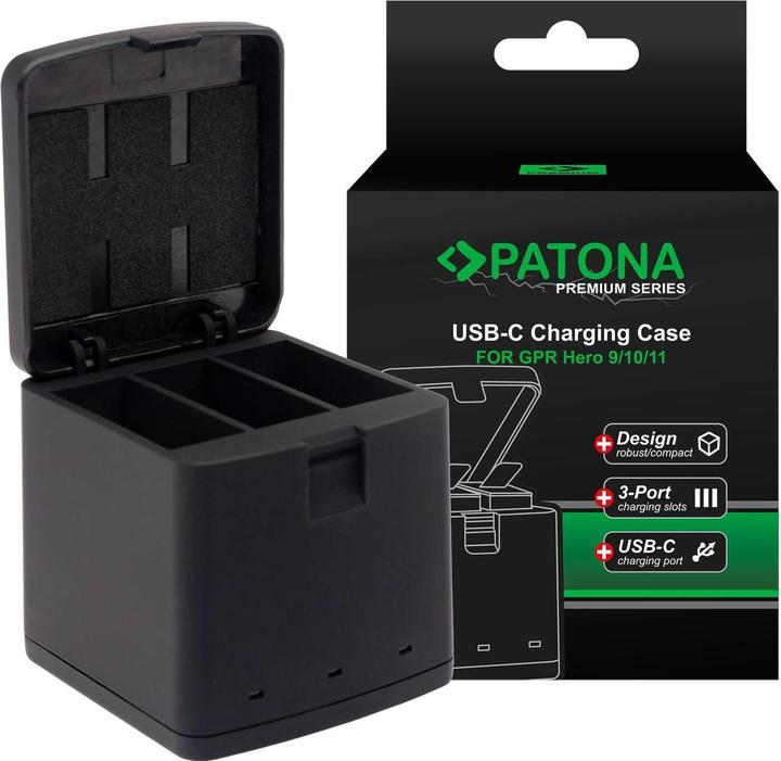 Produktbild Patona Premium Tripple-Charger für GoPro Hero 9, 10 und 11 (Hero 10, Hero 9, Hero 11)