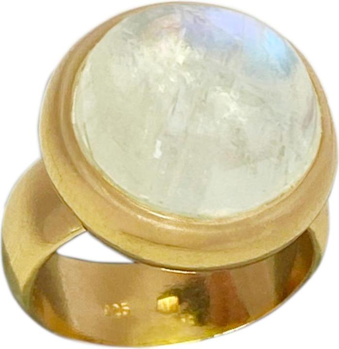 Actual product image Steinkult sterling silver ring, refined with 18ct gold "Rainbow moonstone" (54, 925 Silver)