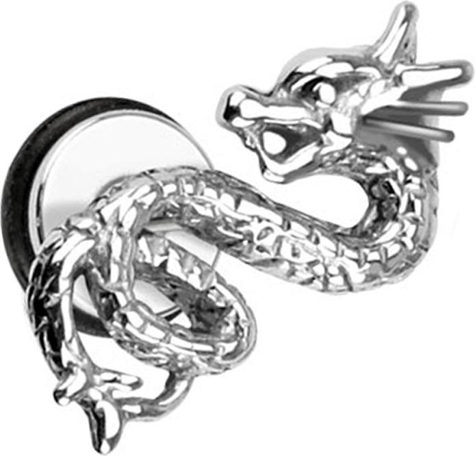 Immagine prodotto Star Piercing Fake Plug Drachen silber (senza ottone, Acciaio chirurgico 316L)