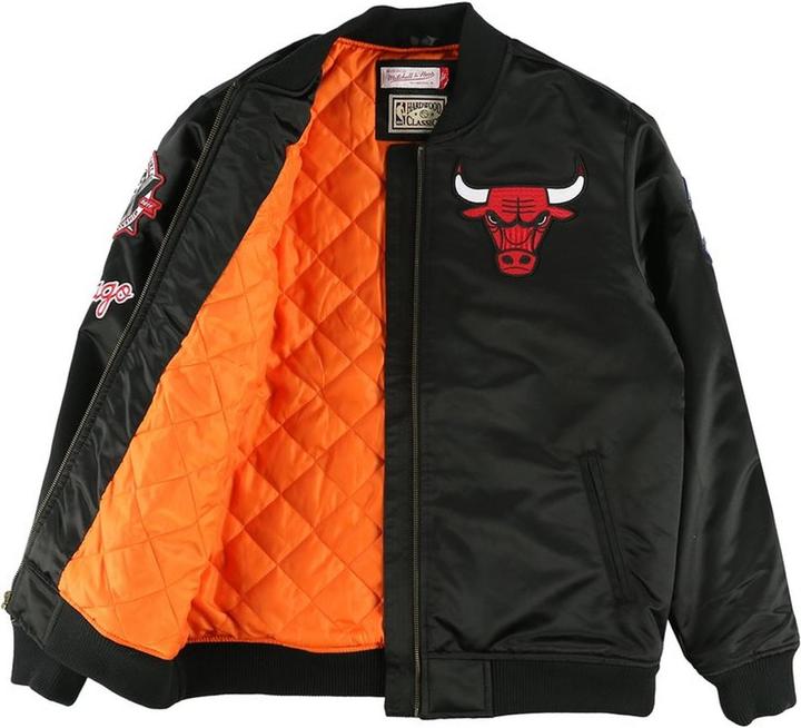 Actual product image Mitchell & Ness M&N Satin Bomber Jacket - FLIGHT Chicago Bulls black - L (L)