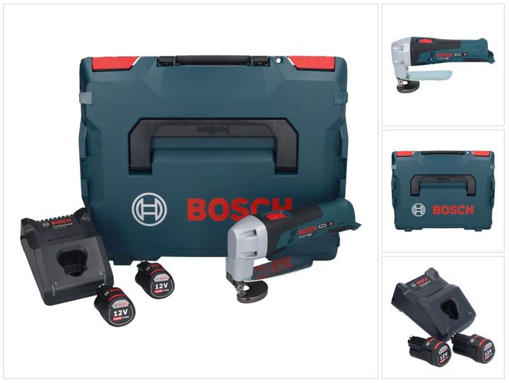 Image du produit Bosch Professional Bosch GSC 12V-13 Cisaille à tôle sans fil 12V avec clé hexagonale + 2x batterie 3,0 Ah + chargeur