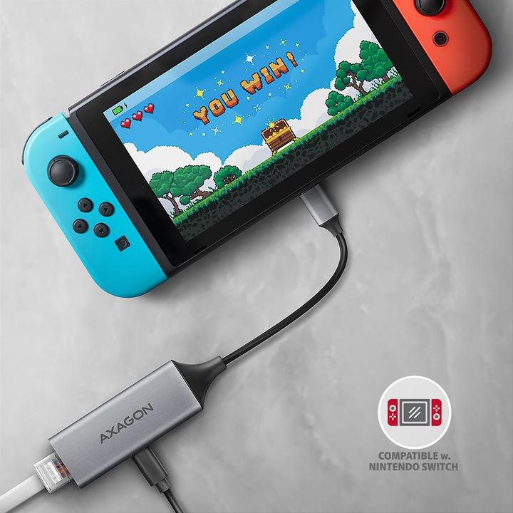 Image du produit Axagon ADE-TXPD, USB-C 3.2 Gen 1 - Gigabit Ethernet síťová karta, Asix AX88179, PD, auto instal (USB-C, RJ45 (1x))