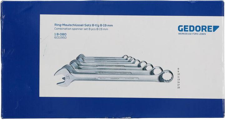 Actual product image Gedore Combination wrench set 8pcs (8 mm, 9 mm, 10 mm, 11 mm, 13 mm, 14 mm, 17 mm, 19 mm)
